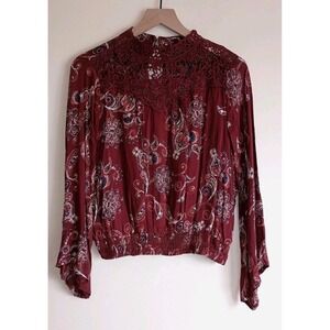 Angie NWT Boho‎ Paisley Crochet Lace Blouse Large Peasant Top Festival Western